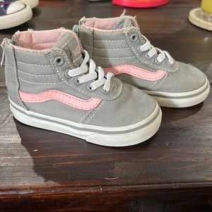 Vans gray and pink high tops w zipper back sz 5